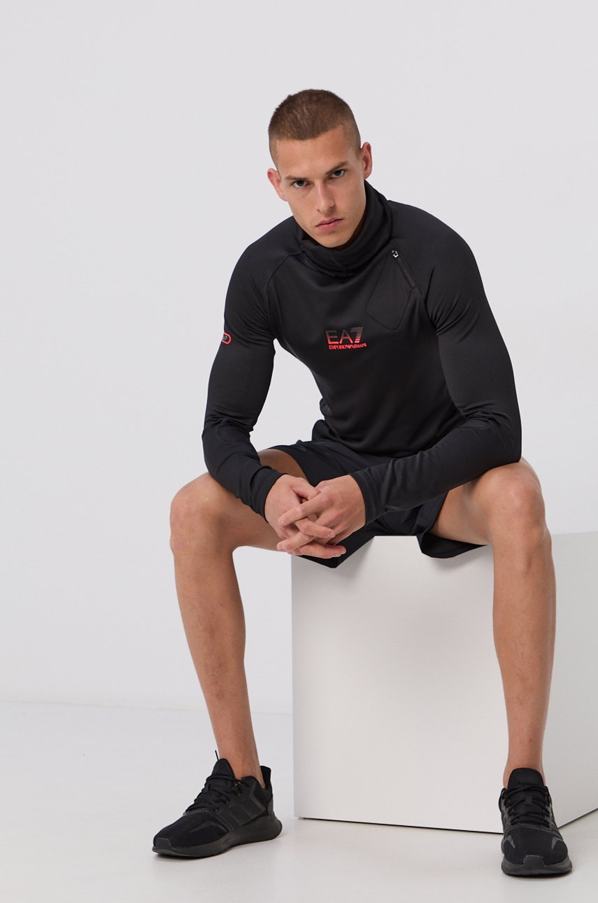 

Суичър EA7 Emporio Armani мъжки в черно с принт, Черен