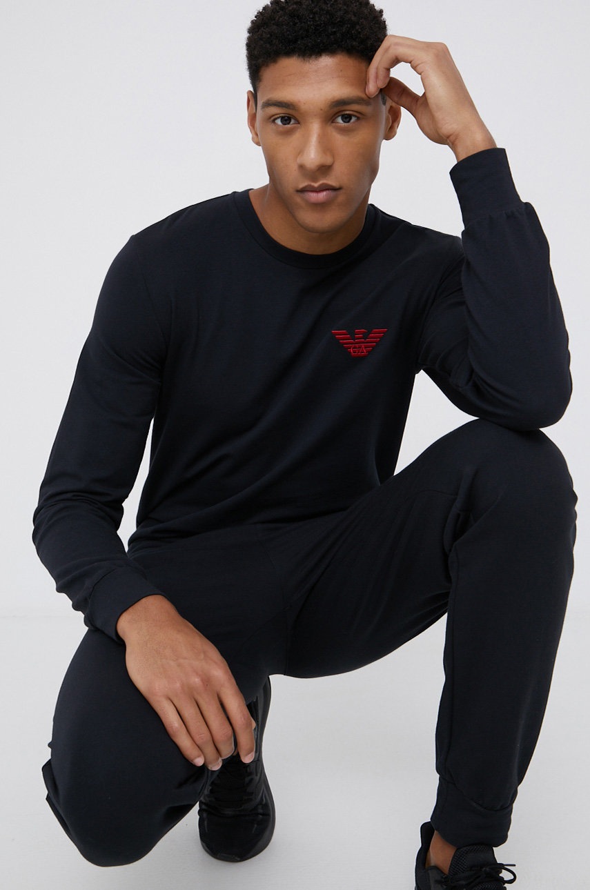

Суичър Emporio Armani Underwear мъжки в черно с изчистен дизайн, Черен