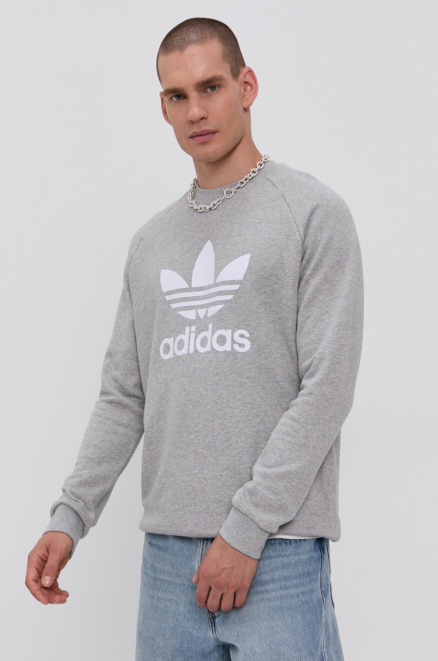 Levně Bavlněná mikina adidas Originals H06650 pánská, šedá barva, melanžová, H06650-MGREYH/WHT