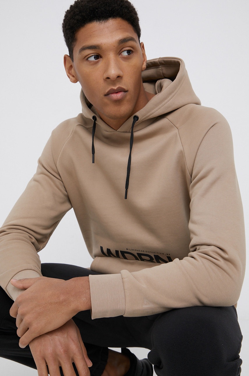 

Суичър 4F мъжки в бежово с принт, Бежов