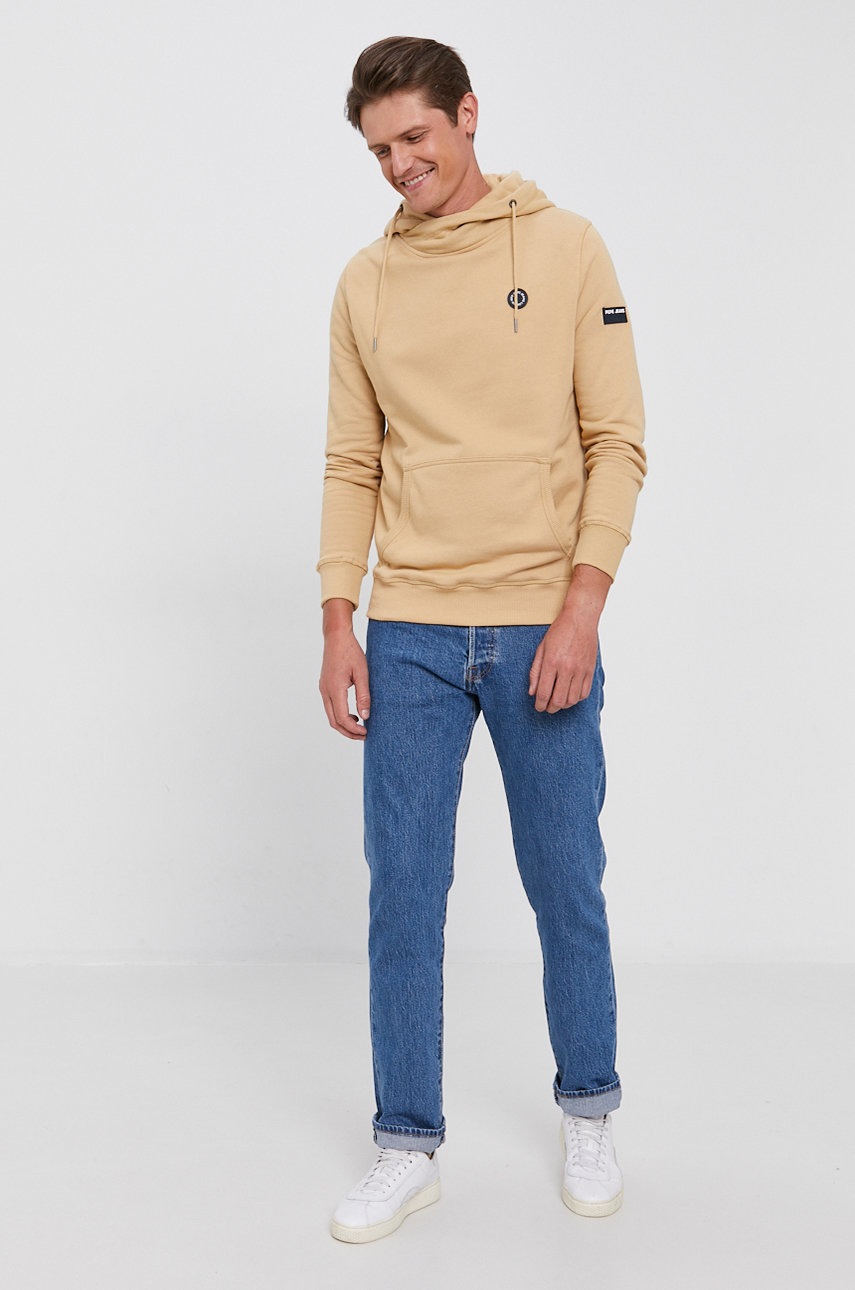 

Бавовняна кофта Pepe Jeans чоловіча колір бежевий з аплікацією
