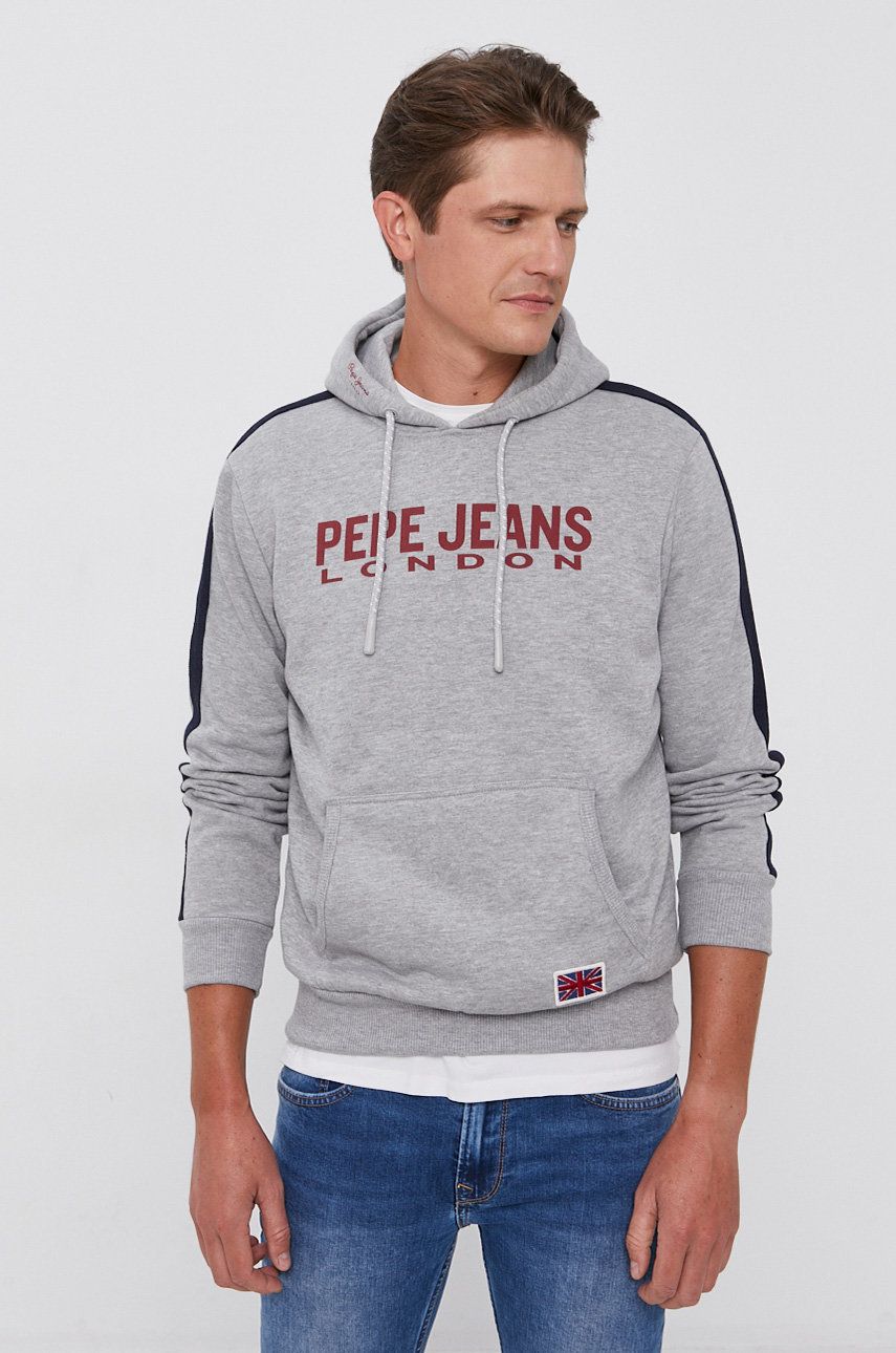 Pepe Jeans Bluză bărbați, culoarea gri, cu imprimeu answear.ro