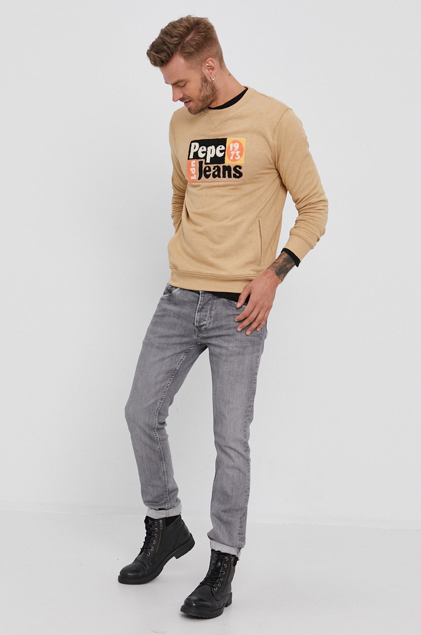 

Кофта Pepe Jeans чоловіча колір бежевий з аплікацією
