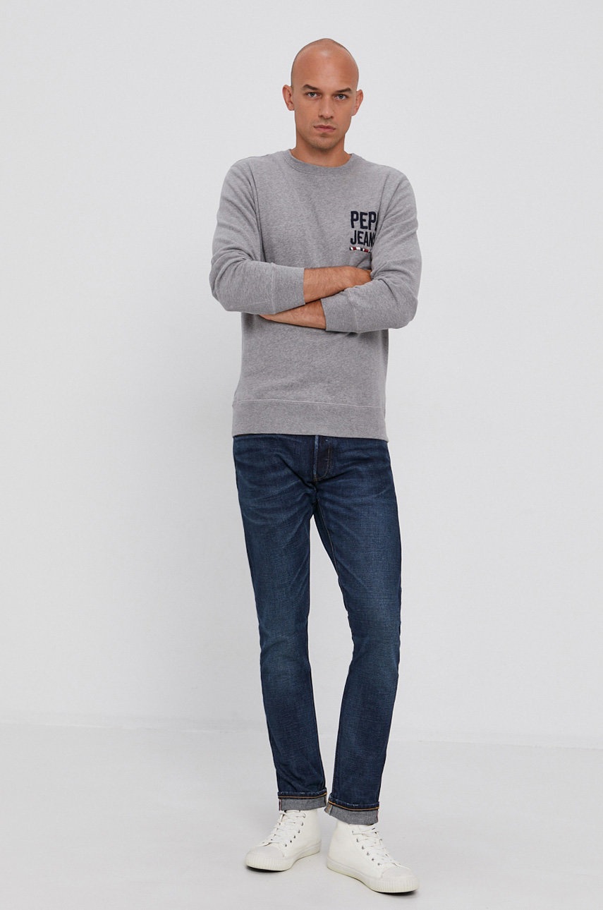

Кофта Pepe Jeans мужская цвет серый гладкая
