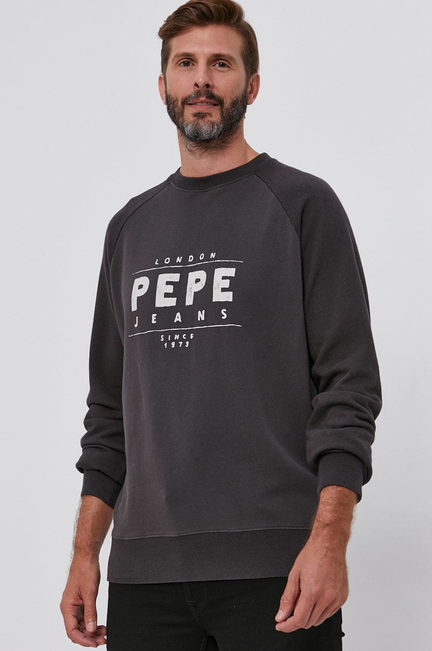 Pepe Jeans Hanorac de bumbac bărbați, culoarea gri, cu imprimeu answear imagine noua