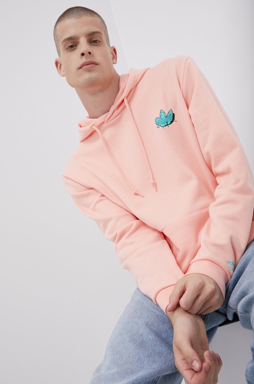 

Памучен суичър adidas Originals мъжки в розово с принт, Розов