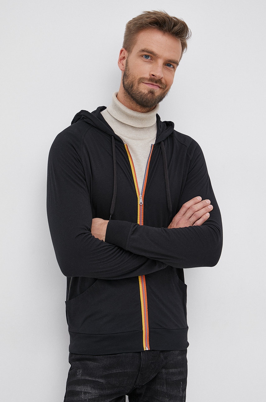 Paul smith hanorac de bumbac bărbați, culoarea negru, material neted