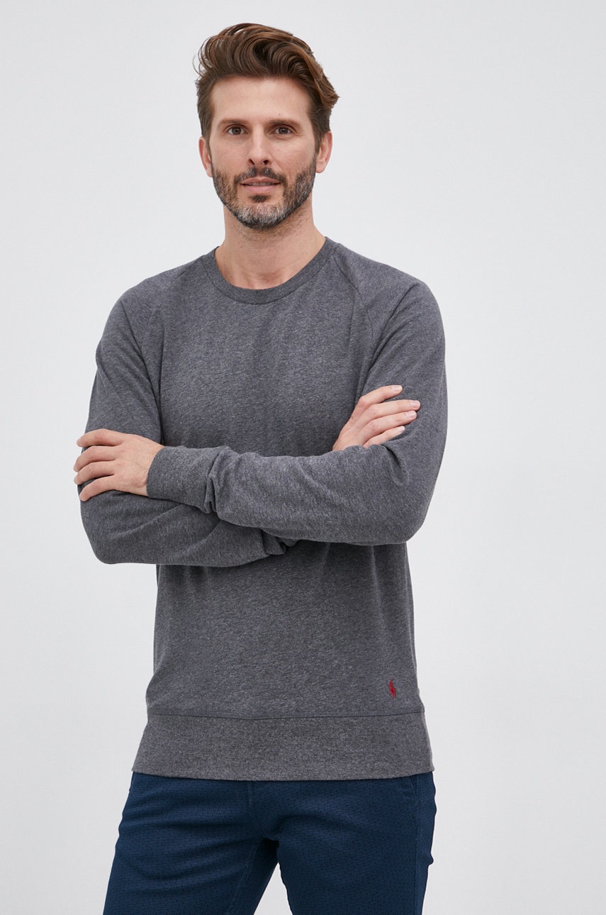 

Блуза с дълги ръкави Polo Ralph Lauren мъжка в сиво с изчистен дизайн, Сив