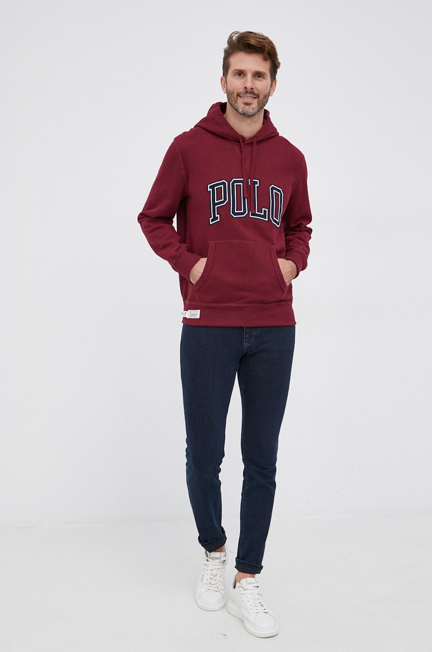 

Кофта Polo Ralph Lauren чоловіча колір бордовий з аплікацією
