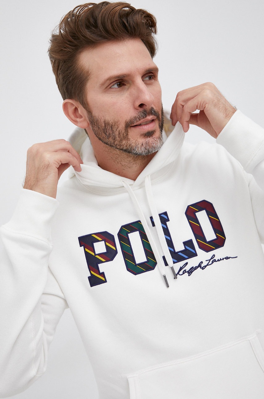 

Суичър Polo Ralph Lauren мъжки в бяло с апликация, Бял