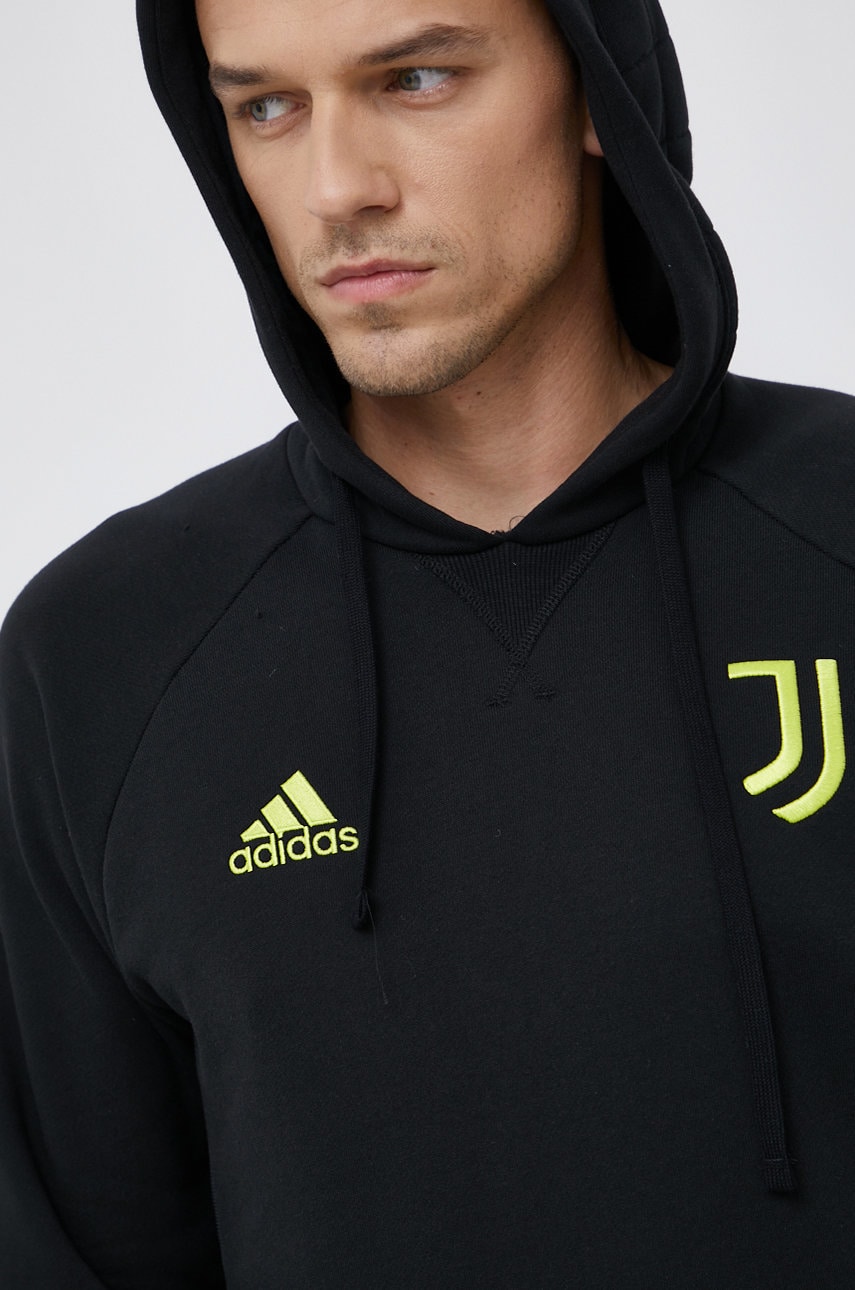 Adidas performance hanorac de bumbac bărbați, culoarea negru, cu imprimeu