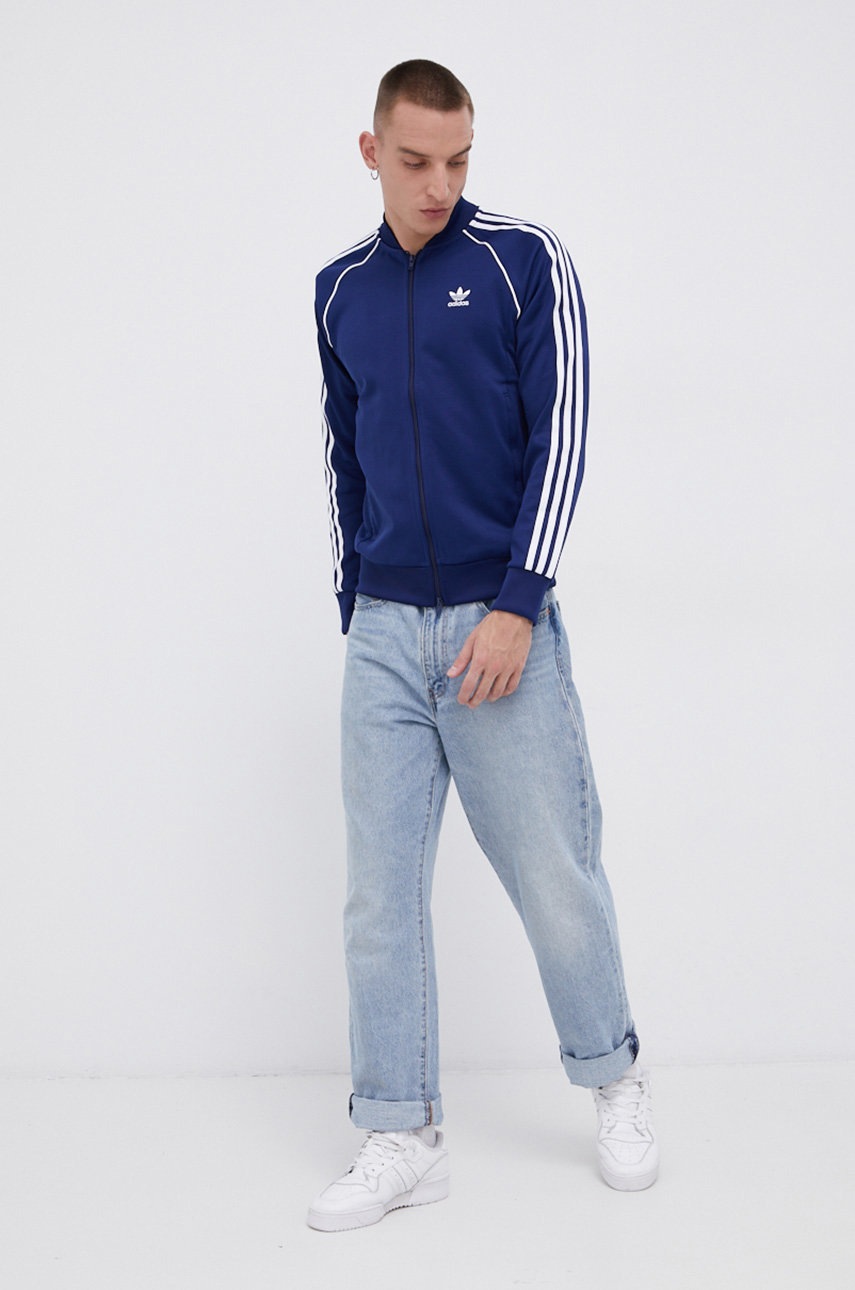 

Кофта adidas Originals мужская цвет синий гладкая