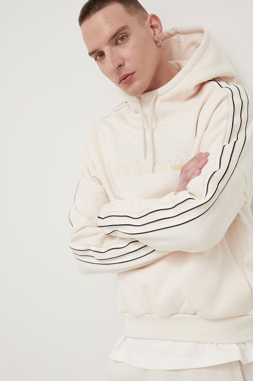 Adidas originals bluza barbati, culoarea bej, cu imprimeu