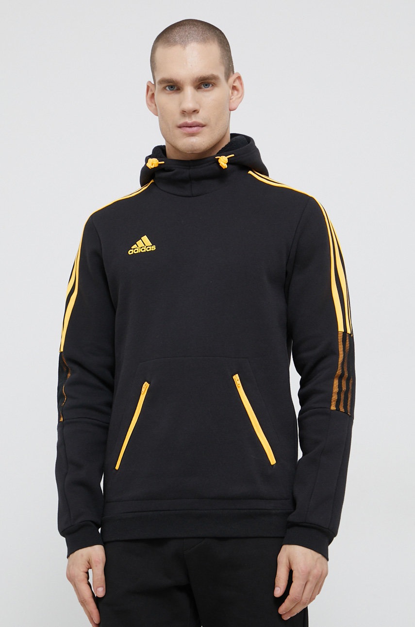 

Суичър adidas Performance мъжки в черно с апликация, Черен