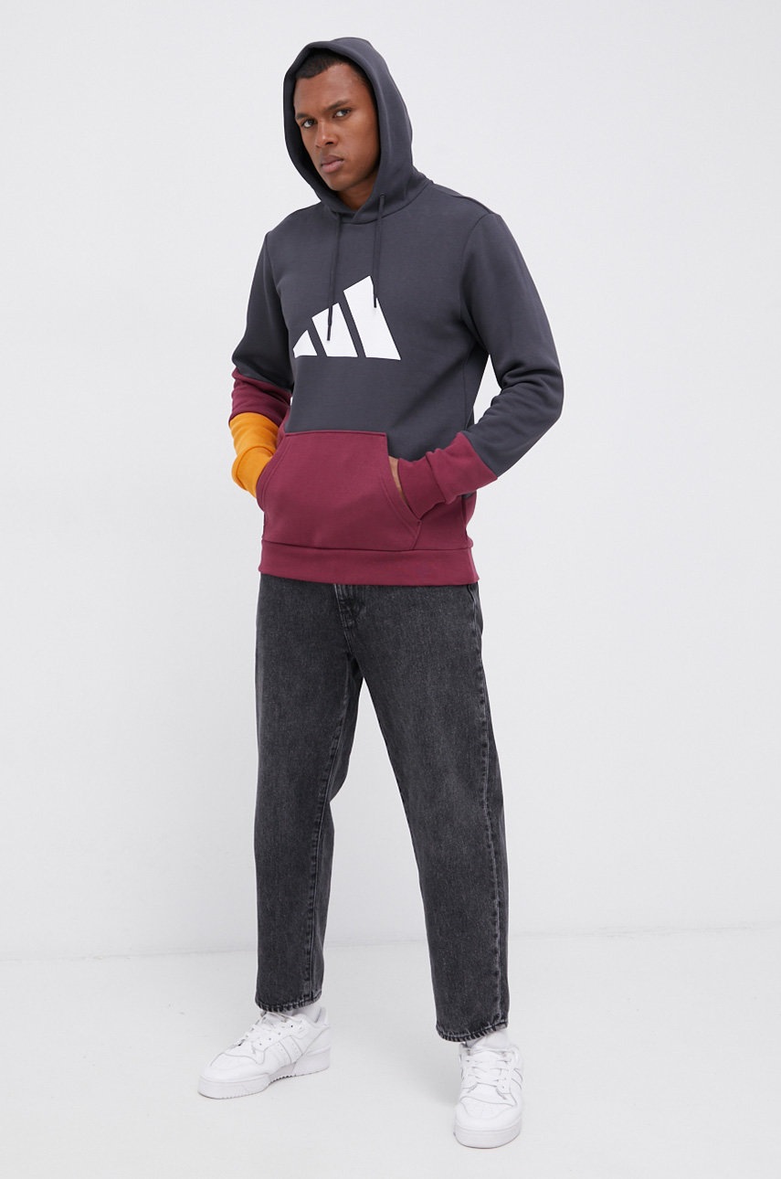 

Суичър adidas Performance мъжки в сиво с принт, Сив