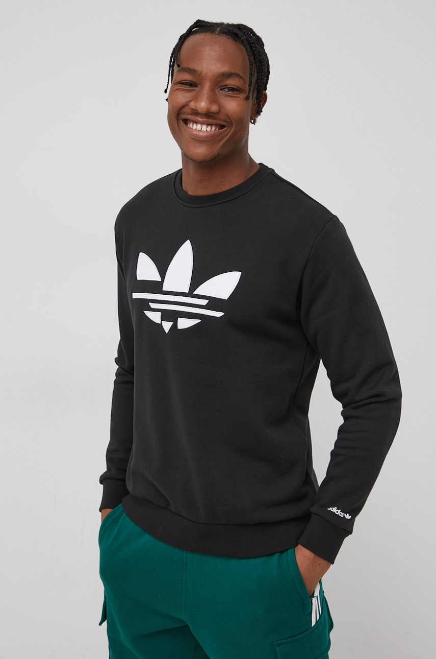 

Памучен суичър adidas Originals мъжки в черно с принт, Черен