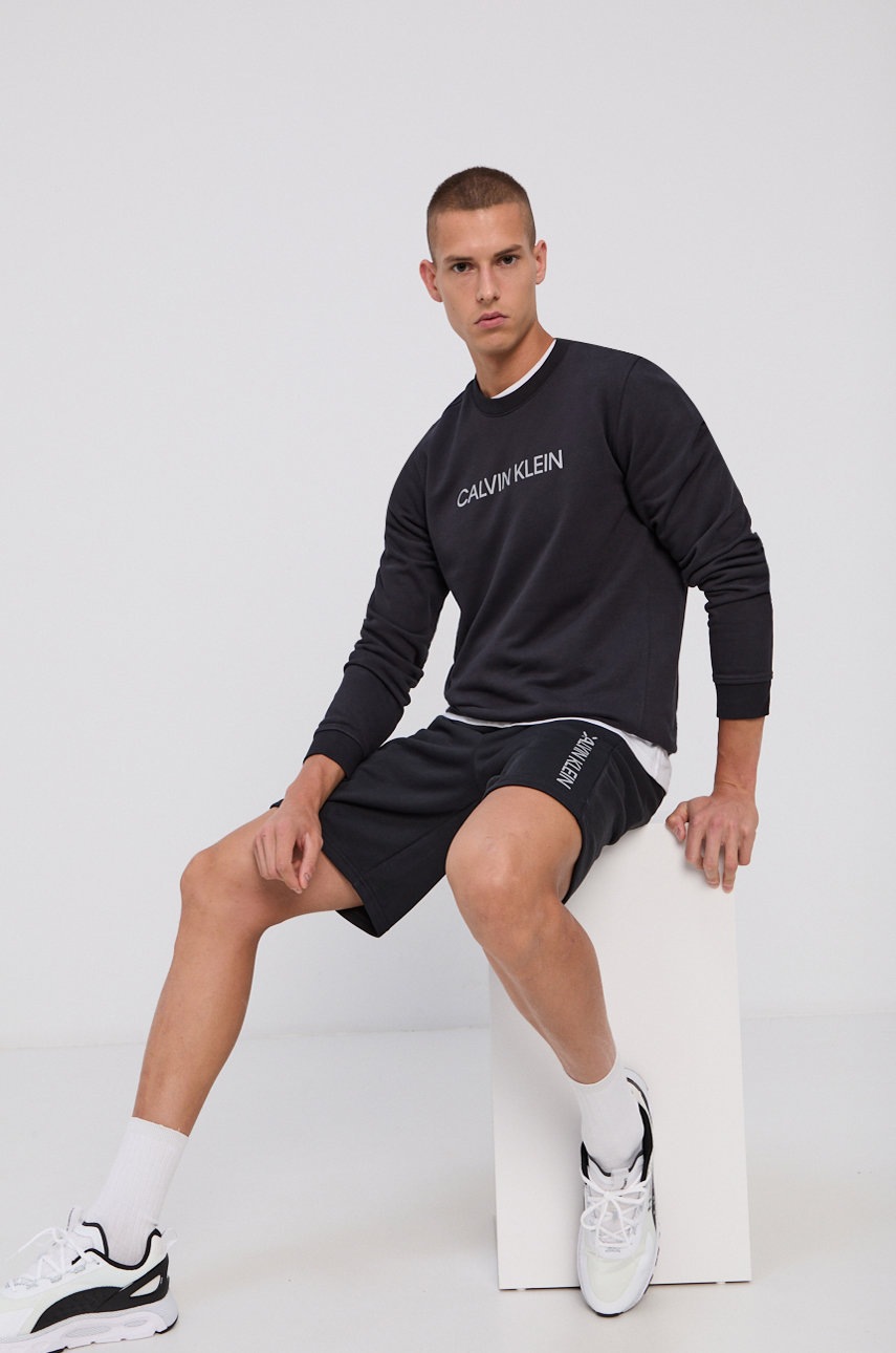 

Суичър Calvin Klein Performance мъжки в черно с принт, Черен