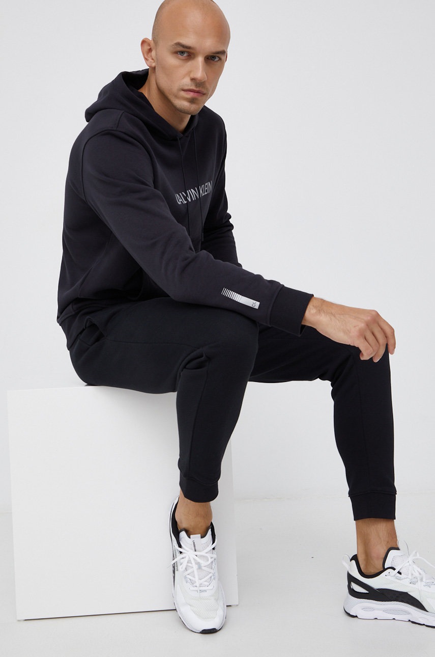 

Суичър Calvin Klein Performance мъжки в черно с принт, Черен