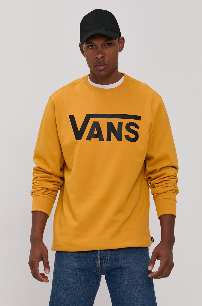 

Хлопковая кофта Vans мужская цвет жёлтый с принтом