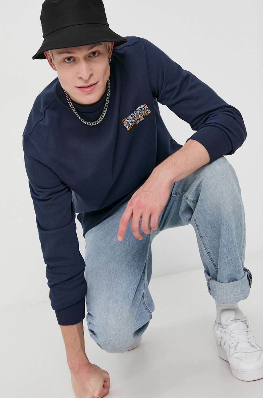 

Памучен суичър Vans мъжки в тъмносиньо с принт, Тъмносин