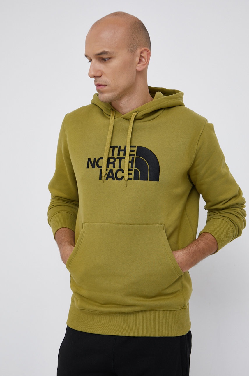 

Памучен суичър The North Face мъжки в зелено с изчистен дизайн, Зелен