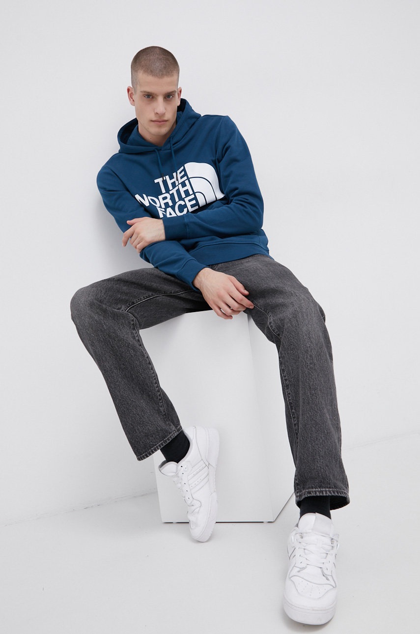 

Памучен суичър The North Face мъжки с принт, Син