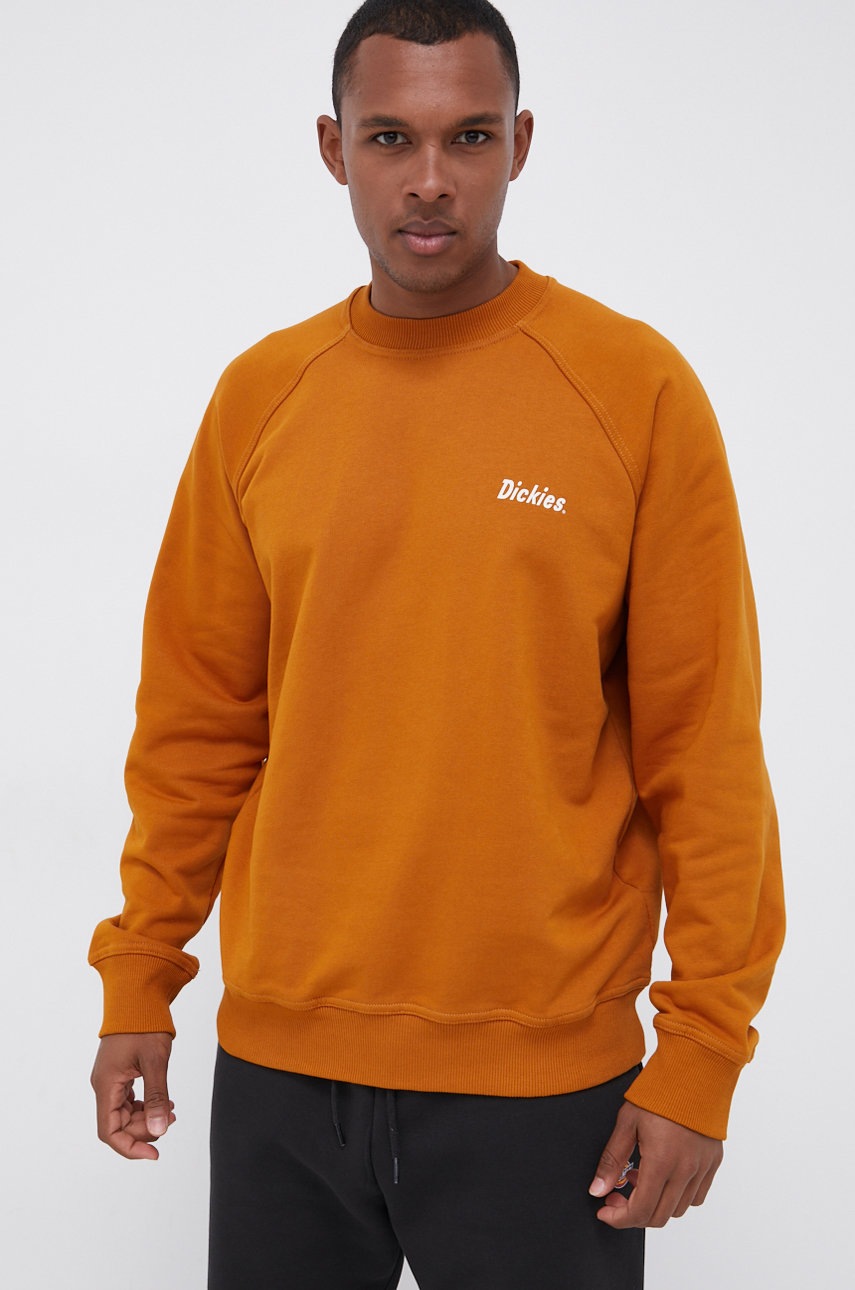 

Хлопковая кофта Dickies мужская цвет коричневый с принтом
