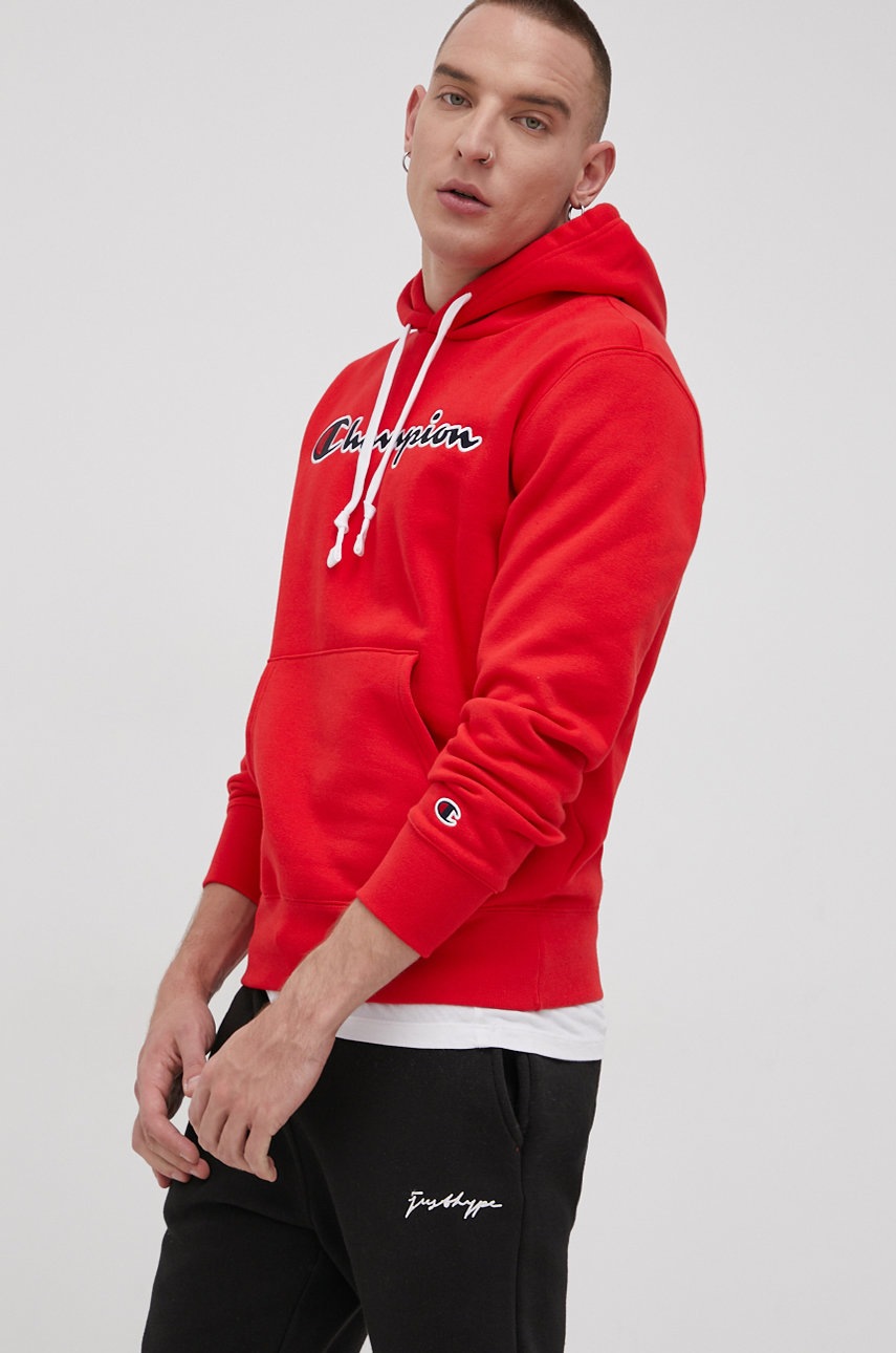 

Суичър Champion мъжки в червено с апликация, Червен