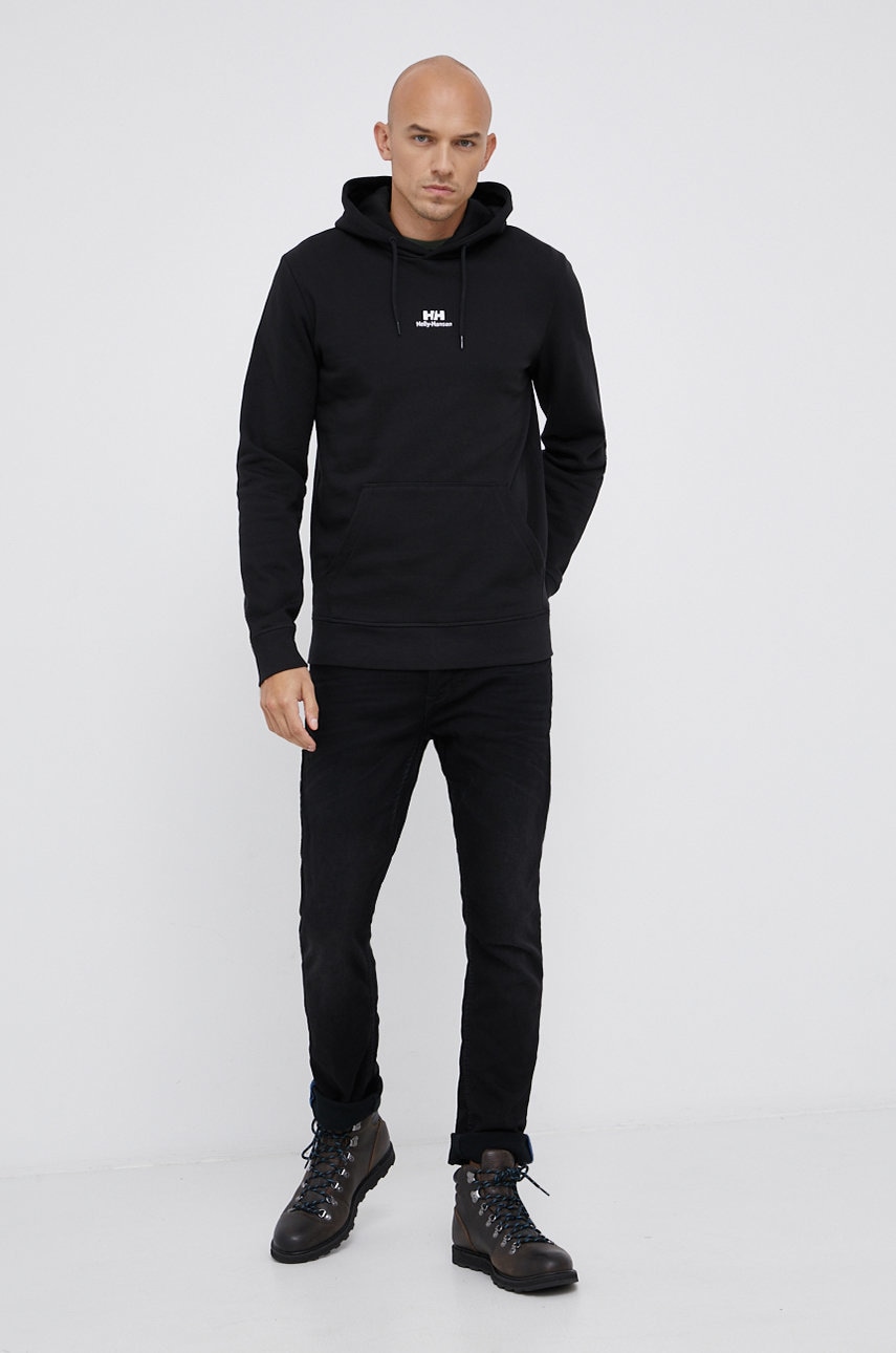 Helly Hansen Bluză bărbați, culoarea negru, material neted