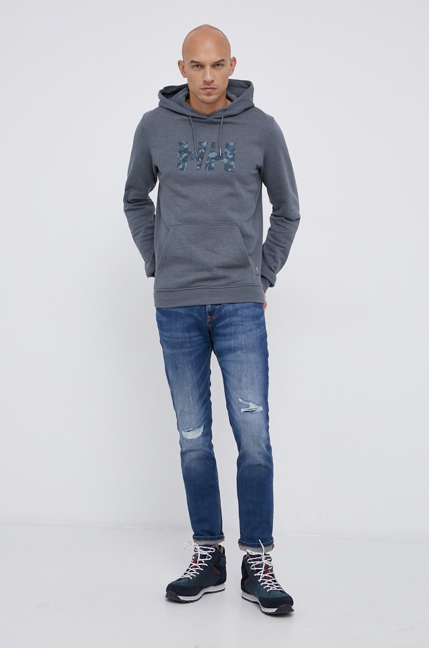 

Кофта Helly Hansen чоловіча колір сірий з принтом