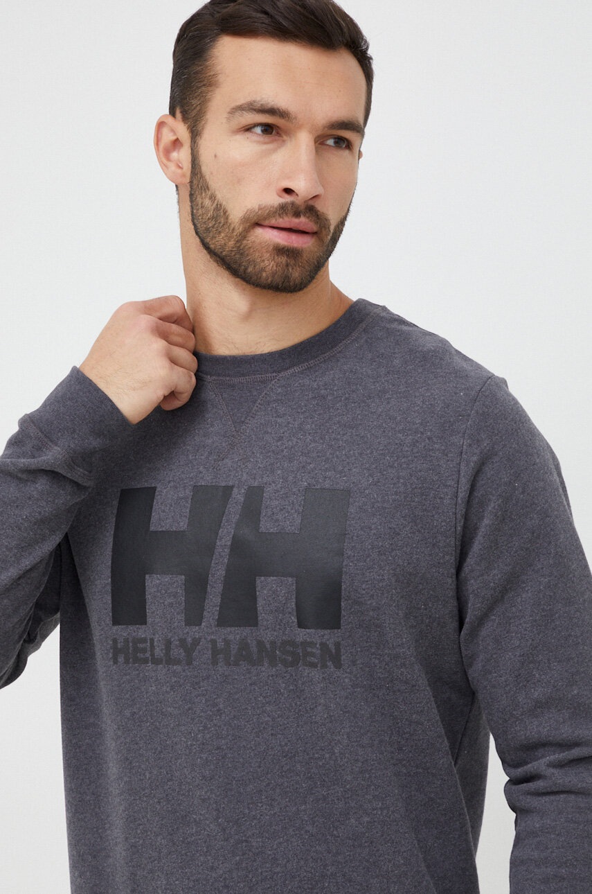 

Хлопковая кофта Helly Hansen мужская цвет серый однотонная 34000-597