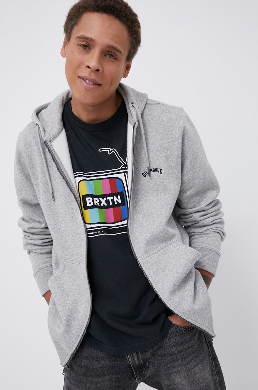 

Кофта Billabong чоловіча колір сірий гладка