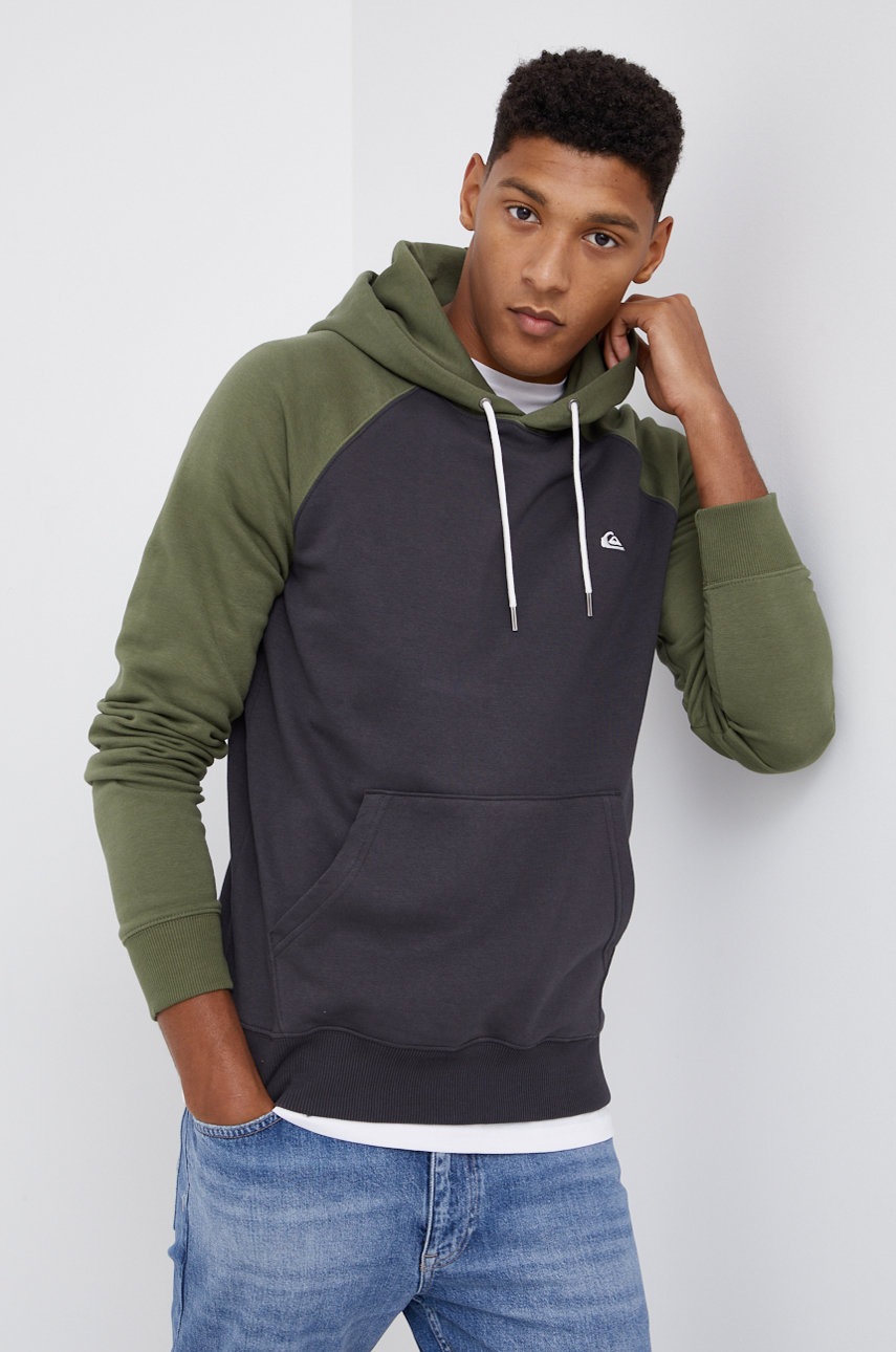

Суичър Quiksilver мъжки в зелено с изчистен дизайн, Зелен