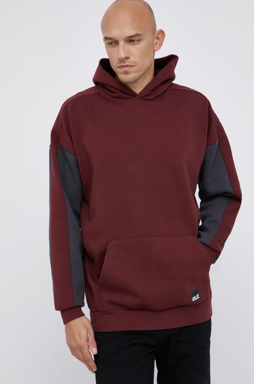 

Суичър Jack Wolfskin мъжки в бордо с изчистен дизайн