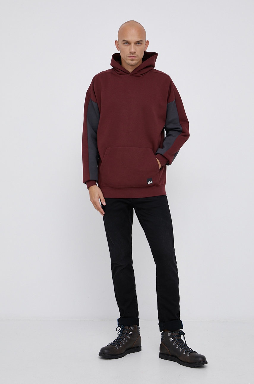 

Кофта Jack Wolfskin мужская цвет бордовый гладкая