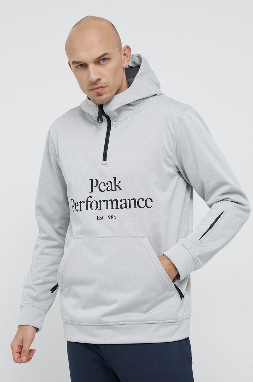 Peak Performance Bluză Bărbați, Culoarea Gri, Cu Imprimeu