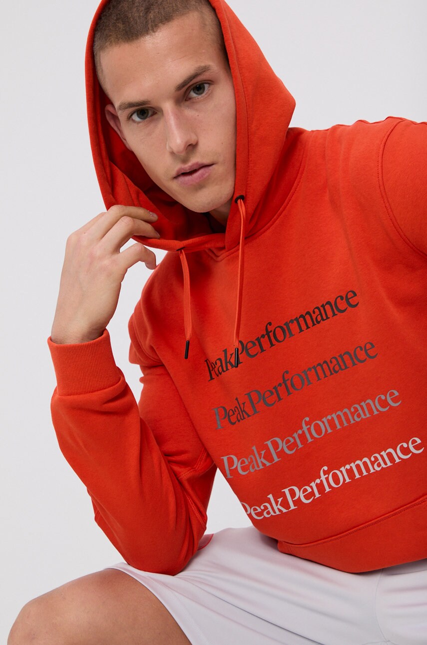 Peak performance bluză bărbați, culoarea portocaliu, material neted