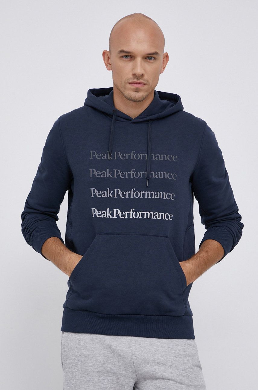 Peak Performance Bluză bărbați, culoarea albastru marin, material neted answear.ro