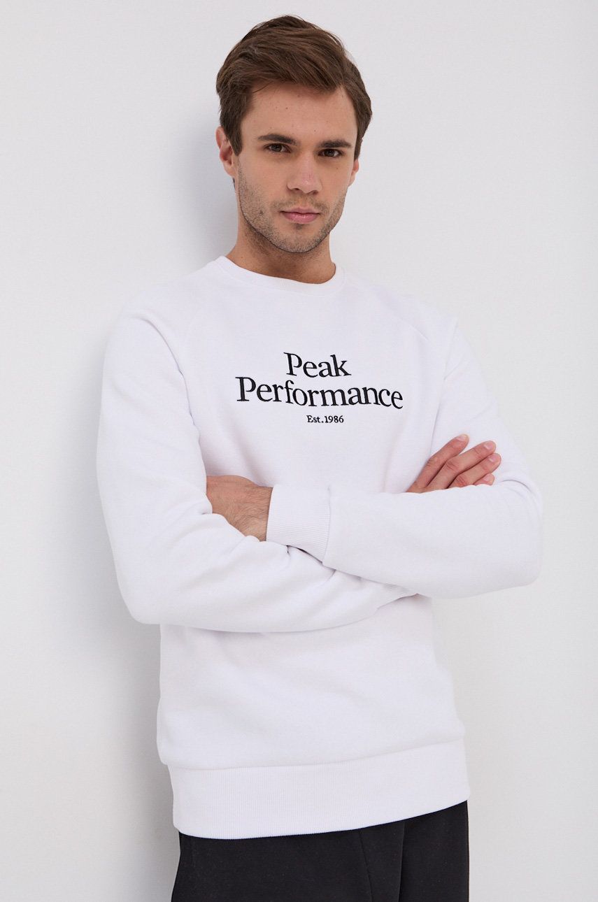 Peak Performance Bluza Barbati, Culoarea Alb, Melanj