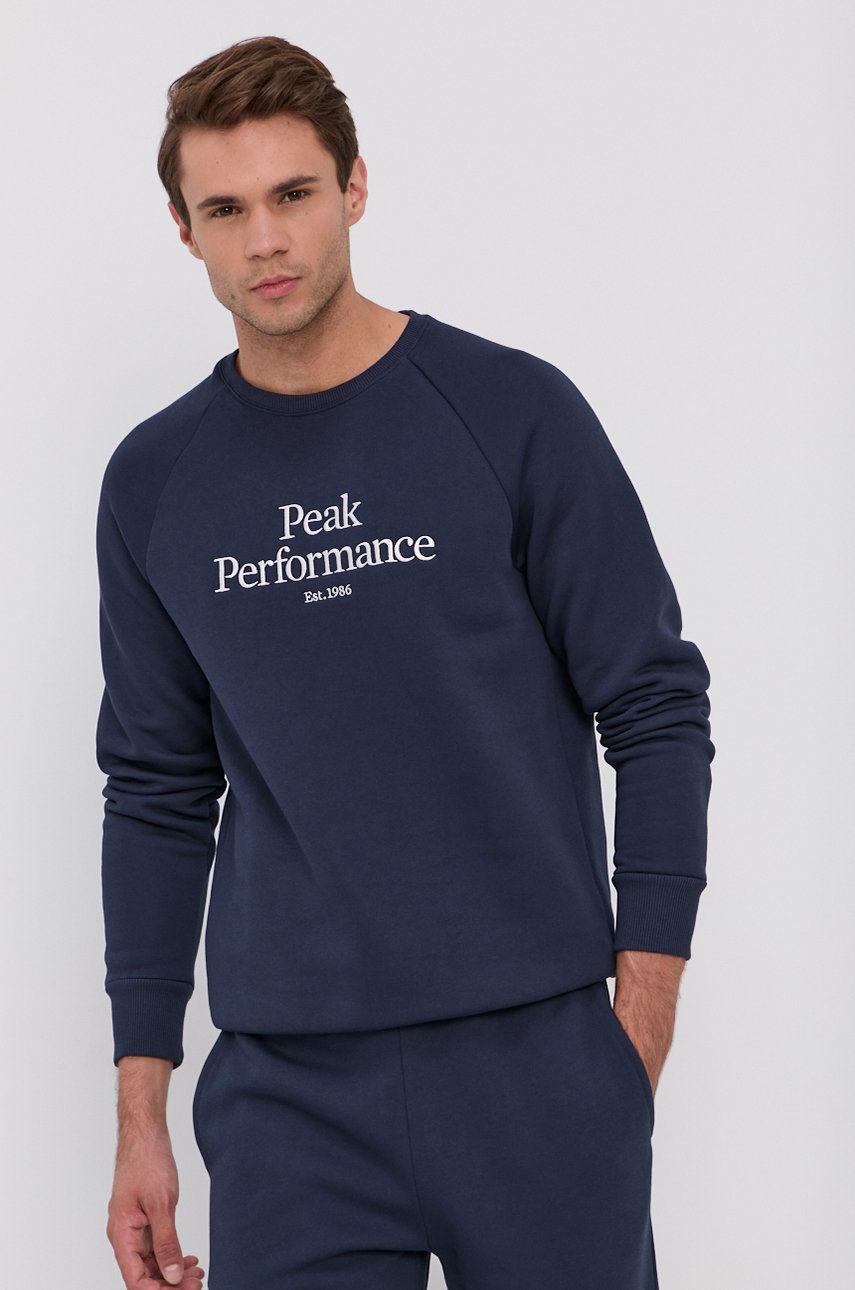 Peak Performance Bluză bărbați, culoarea albastru marin, melanj Albastru