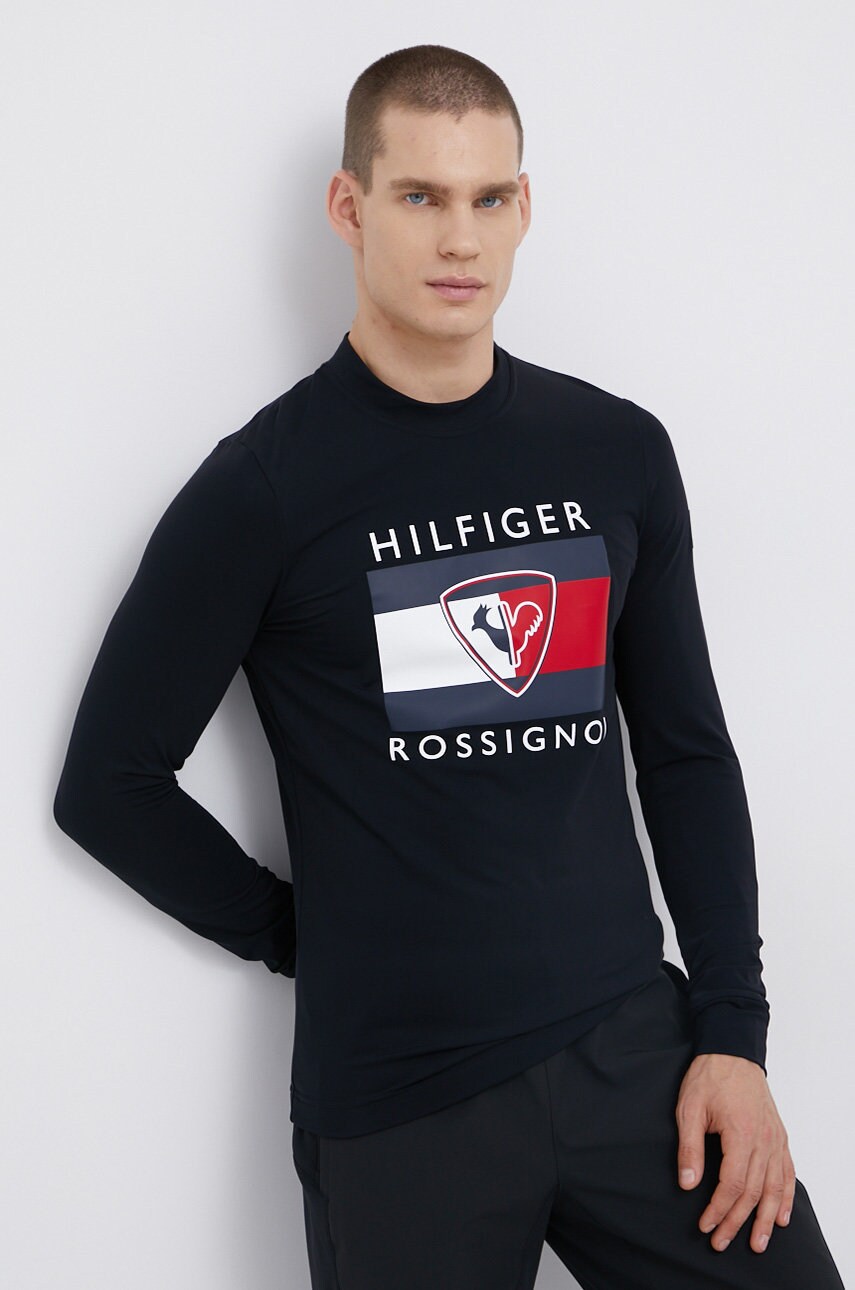 Rossignol longsleeve bărbați, culoarea negru, cu imprimeu