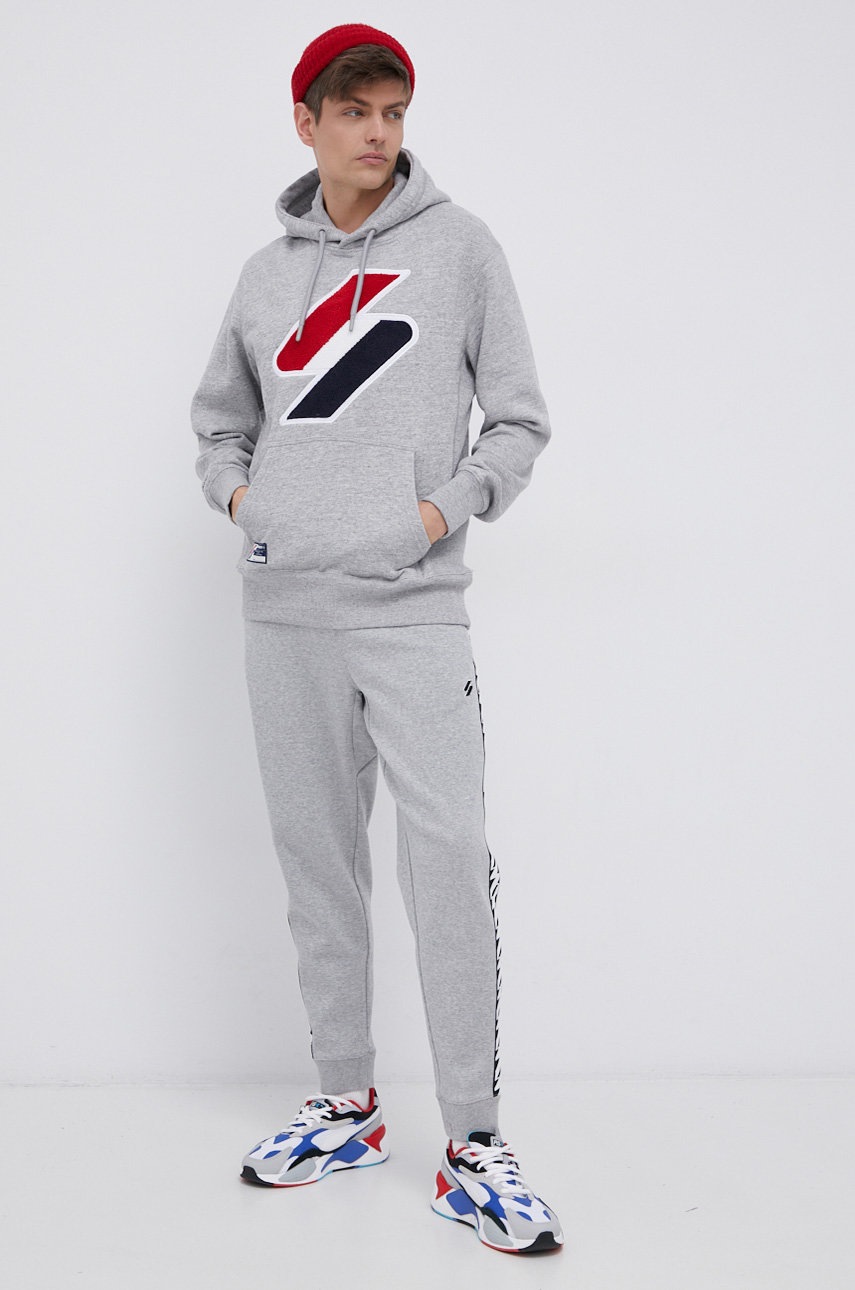 

Кофта Superdry чоловіча колір сірий з аплікацією