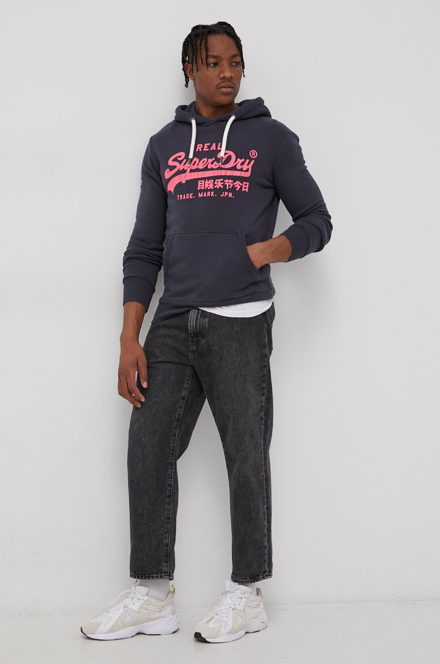 

Кофта Superdry мужская цвет синий с принтом