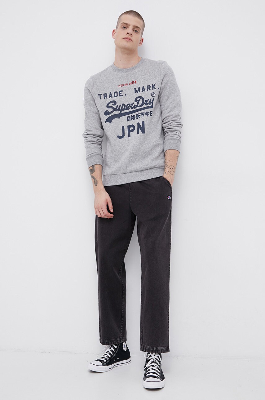 

Кофта Superdry мужская цвет серый меланж