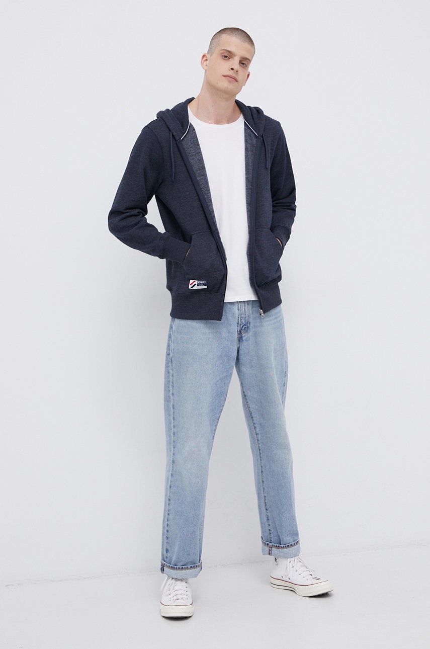 

Кофта Superdry мужская цвет синий гладкая