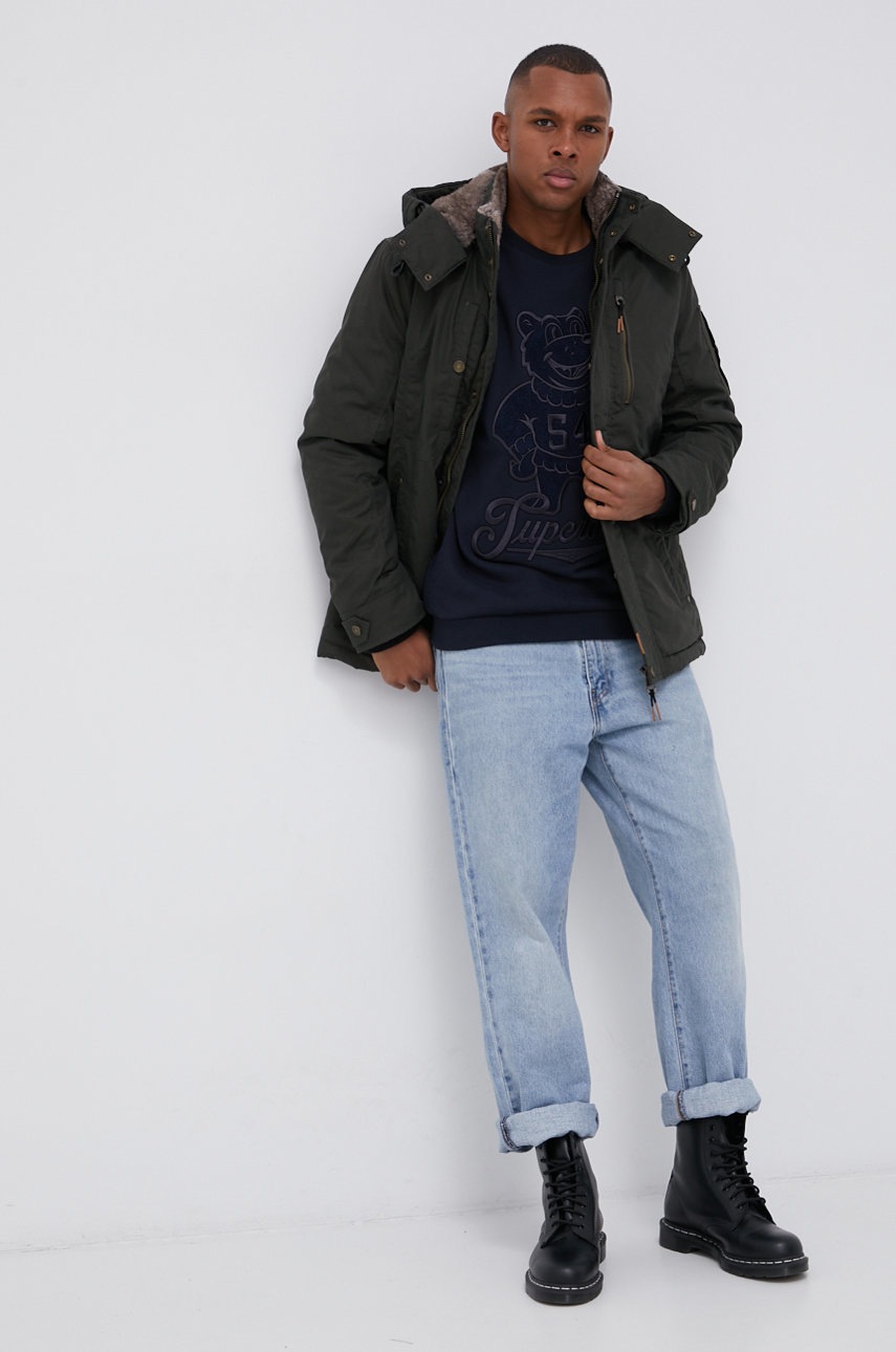 

Кофта Superdry мужская цвет синий с аппликацией