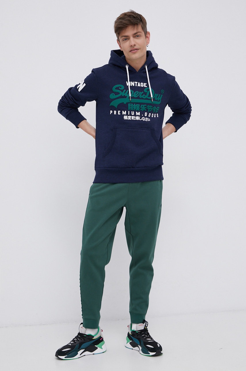 

Кофта Superdry чоловіча колір синій з аплікацією