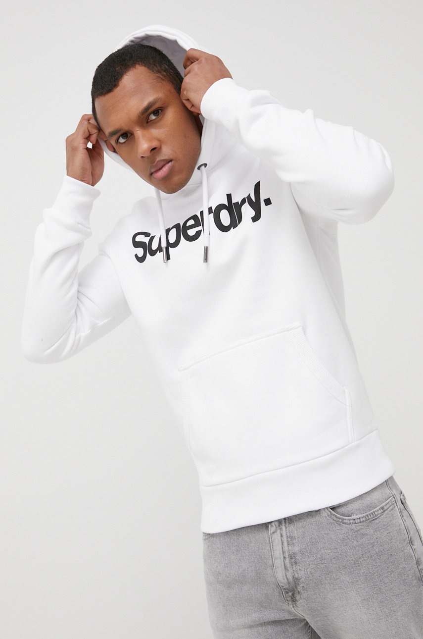 

Суичър Superdry мъжки в бяло с принт, Бял