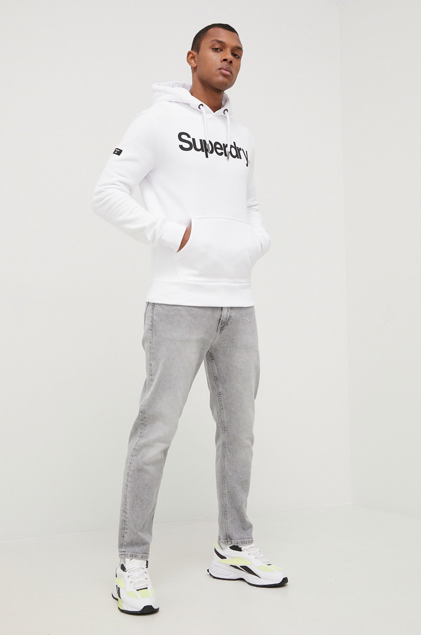

Кофта Superdry чоловіча колір білий з принтом