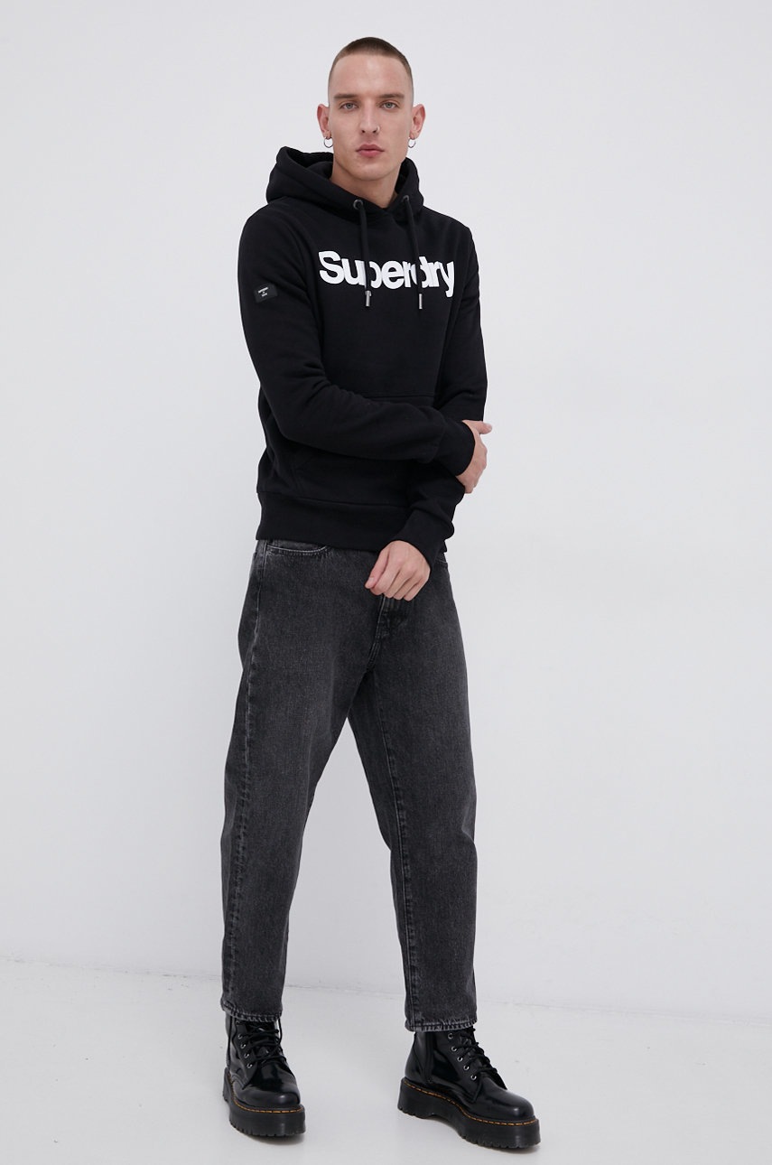 

Кофта Superdry чоловіча колір чорний з принтом